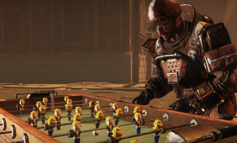 Imagen de un personaje jugando al metegol.