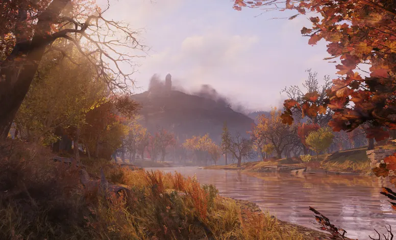 Paisaje otoñal del yermo.